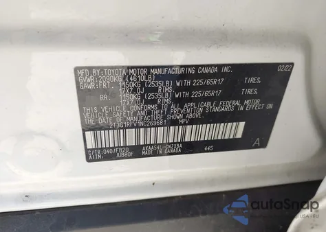 2022 Toyota Rav4 Le z USA, uszkodzony, nr VIN 2T3G1RFV1NC269681